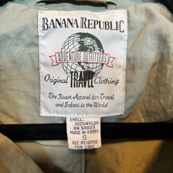 Vintage Banana Republic Men’s Green Trench Raincoat - size S - Picture 2 of 12
